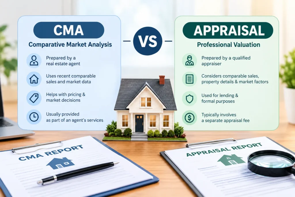 Comparison of CMA and professional home appraisal