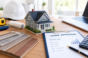 Home renovation materials and house model for property appraisal