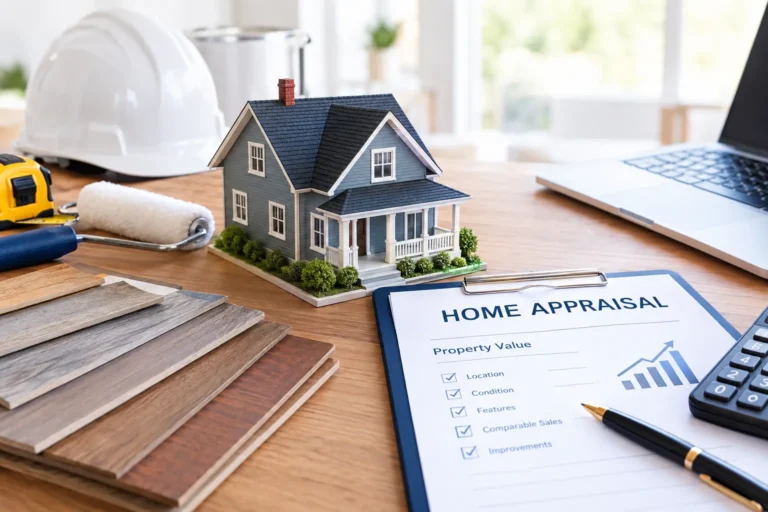 Home renovation materials and house model for property appraisal
